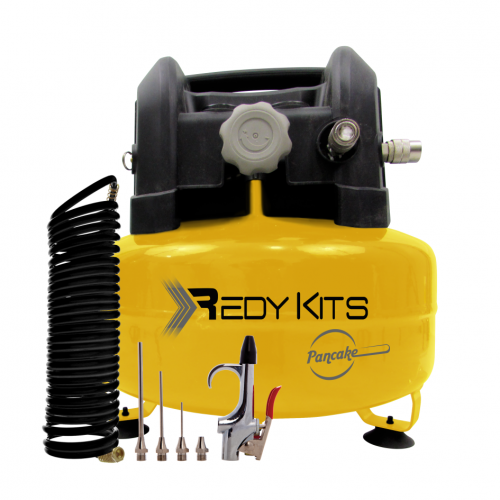 Kit de compresor 37012K PANCAKE de 1.7 HP, 6 gal con manguera y accesorios